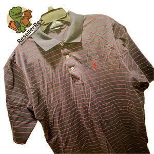 Polo Ralph Lauren Polo Golf Mens Navy Red‎ Stripe Short Sleeve Polo Size Large